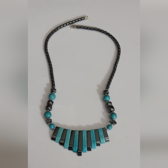 Vintage Jewelry - Vintage turquoise hematite necklace southwestern style excellent estate vtg